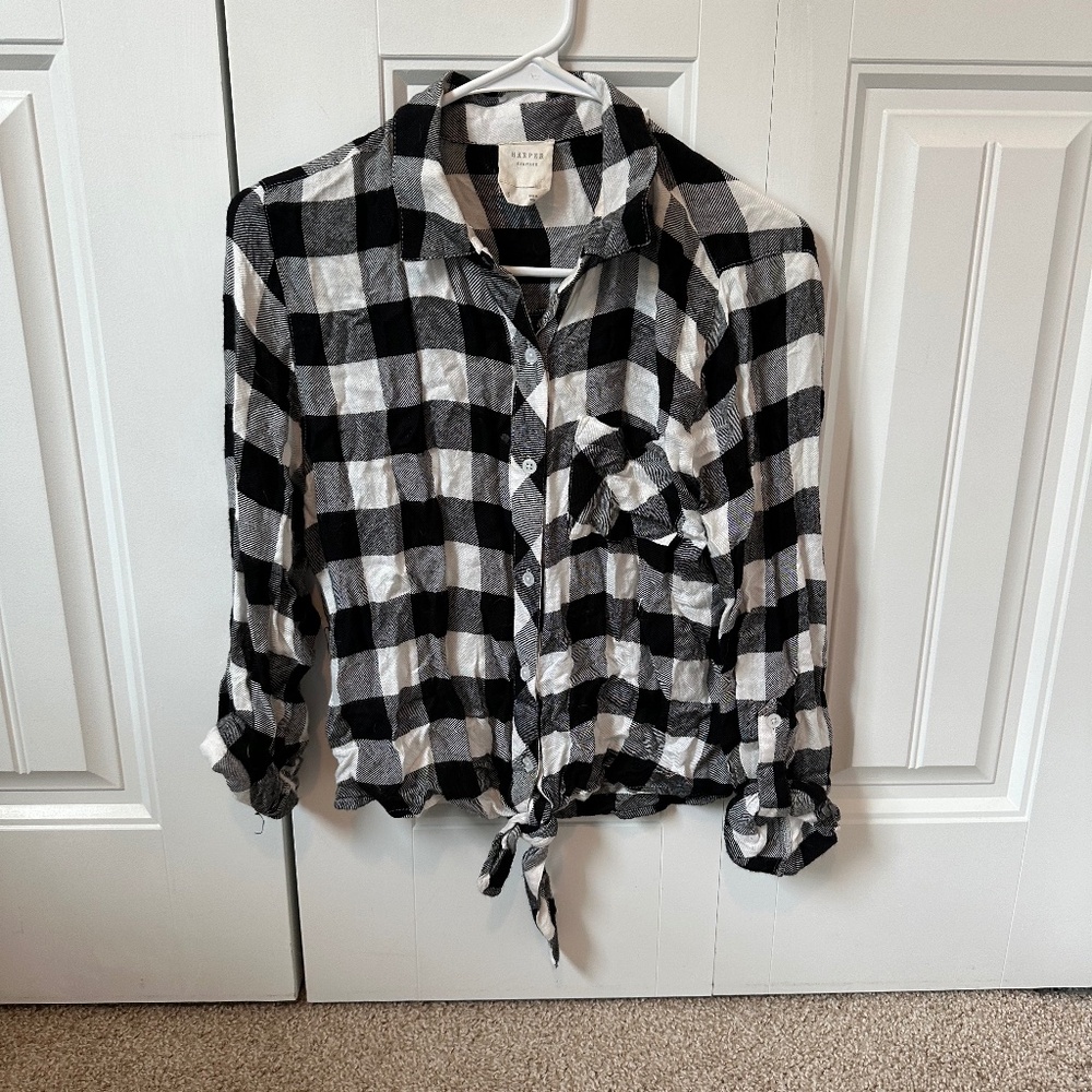 Harper Heritage Women Black & White Flannel Quarter Sleeve